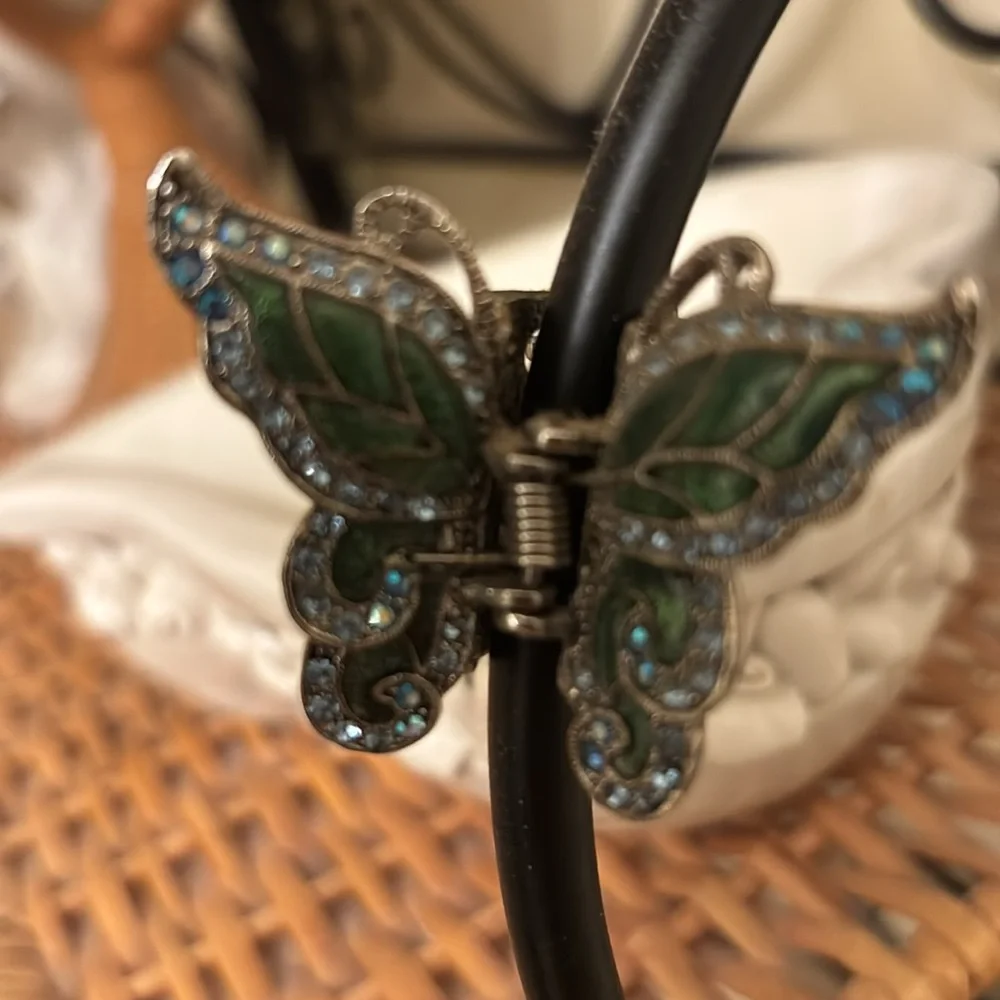 Vintage Elegant Green Butterfly Hair Clip